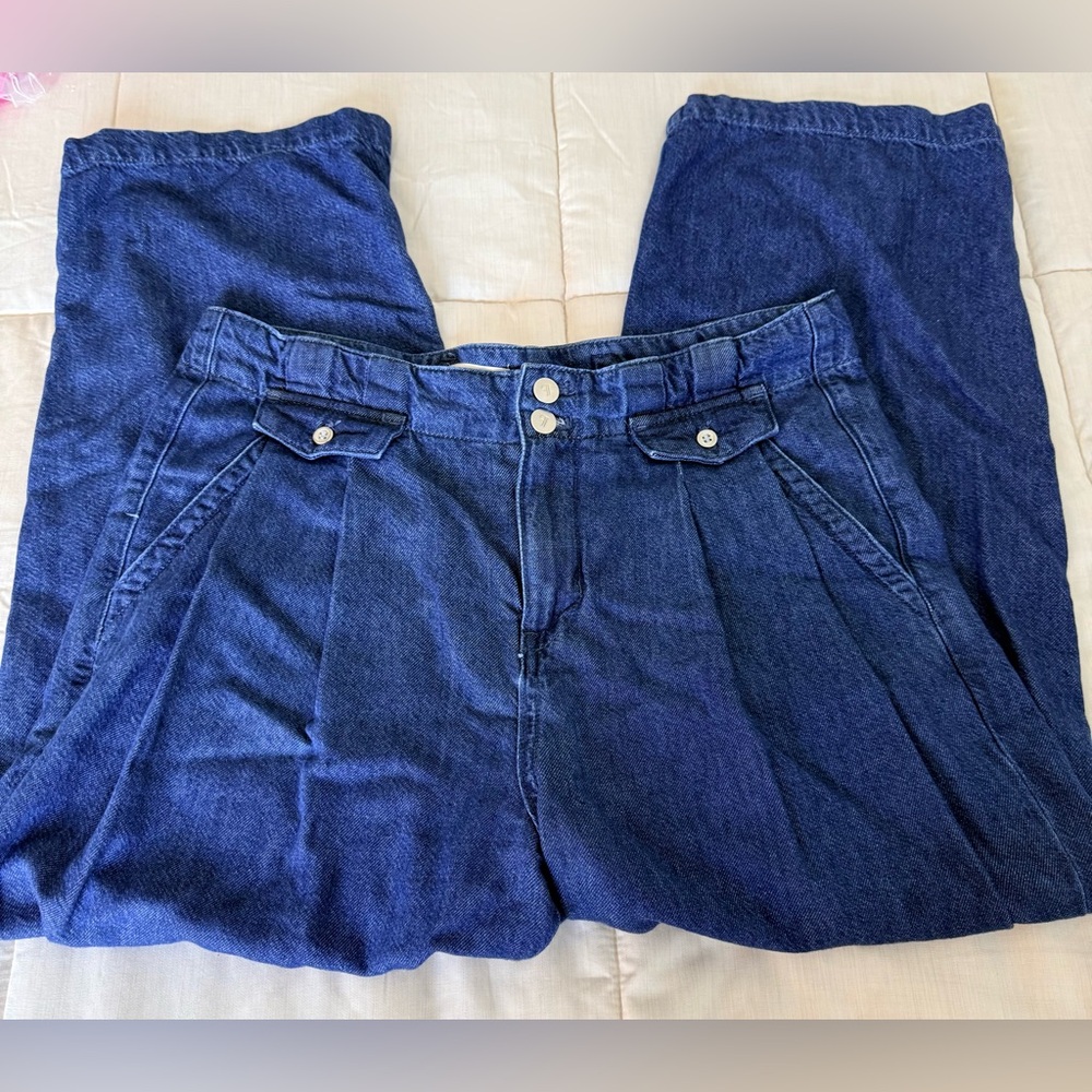 Anthropologie Pilcro Mid-Rise Pleated Trouser denim jean’s preppy baggy 29 EUC - Picture 11 of 16